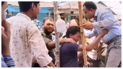 লালমনিরহাটে অবৈধভাবে নির্মিত দোকানপাট উচ্ছেদ অভিযানে বাঁধা